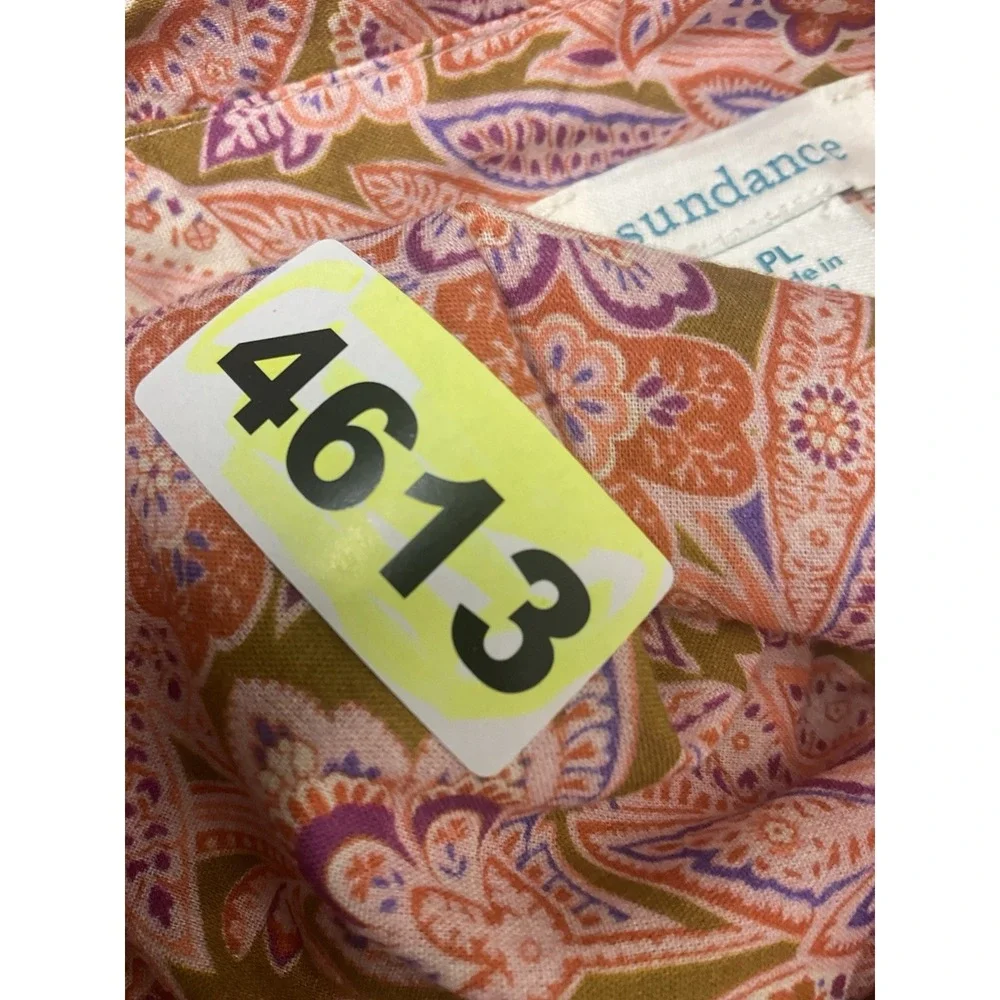 Sundance Poppy Bloom Paisley Women's Pullover Shirt Blouse Size Petite Large PL
